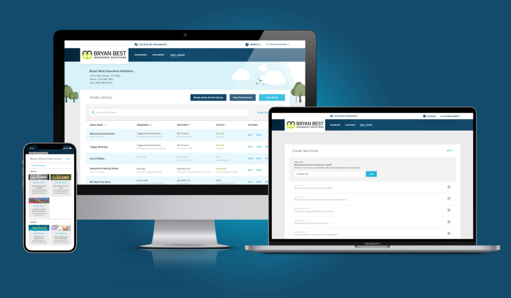Email Library Feature Design ready-mad-email-library-mockup - Agency Systems